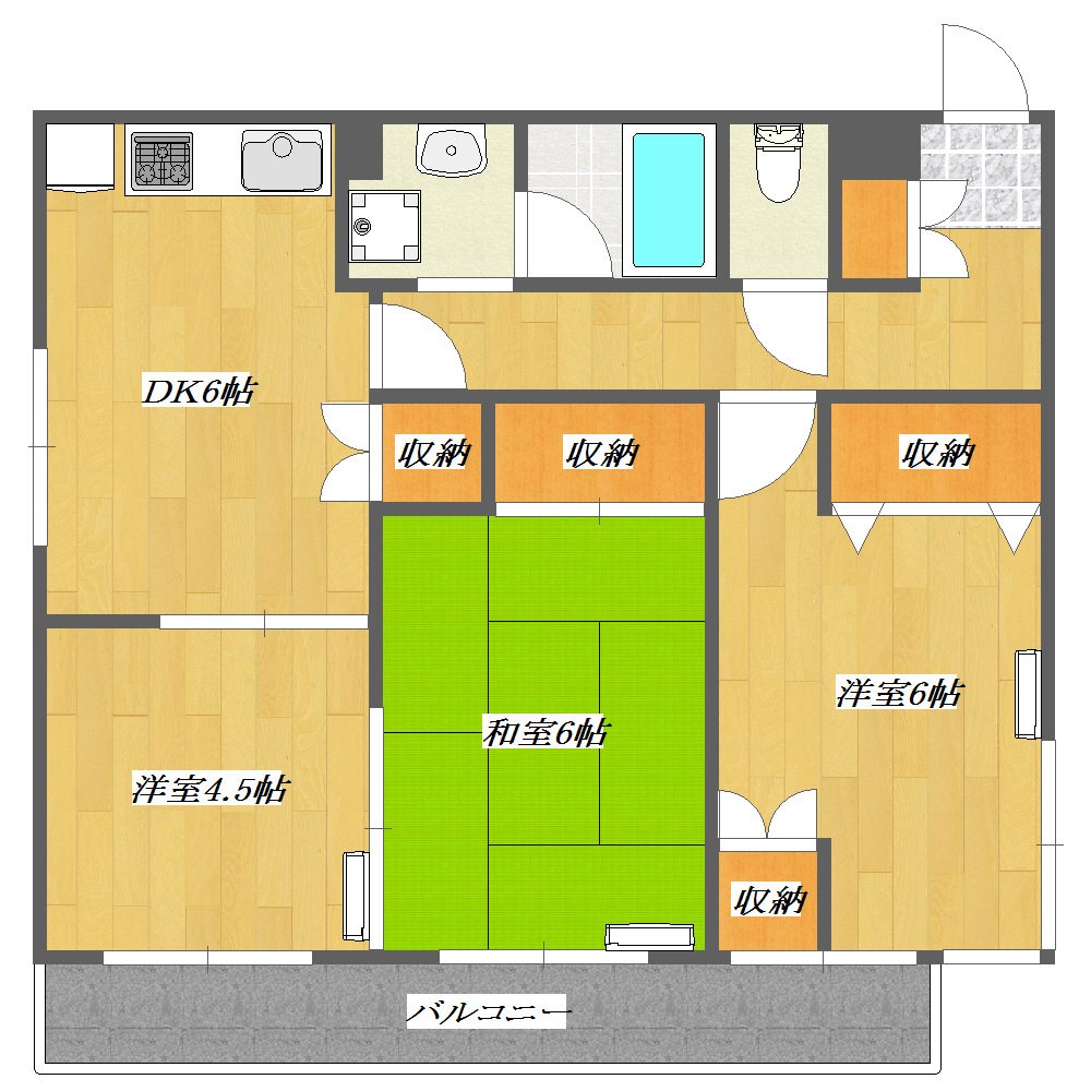 サニーフラット 3DKのお部屋です。
