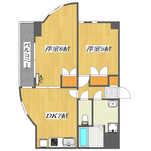 メゾン・ド・リプレット ２ＤＫオール洋室マンション。ルームシェアもＯＫ