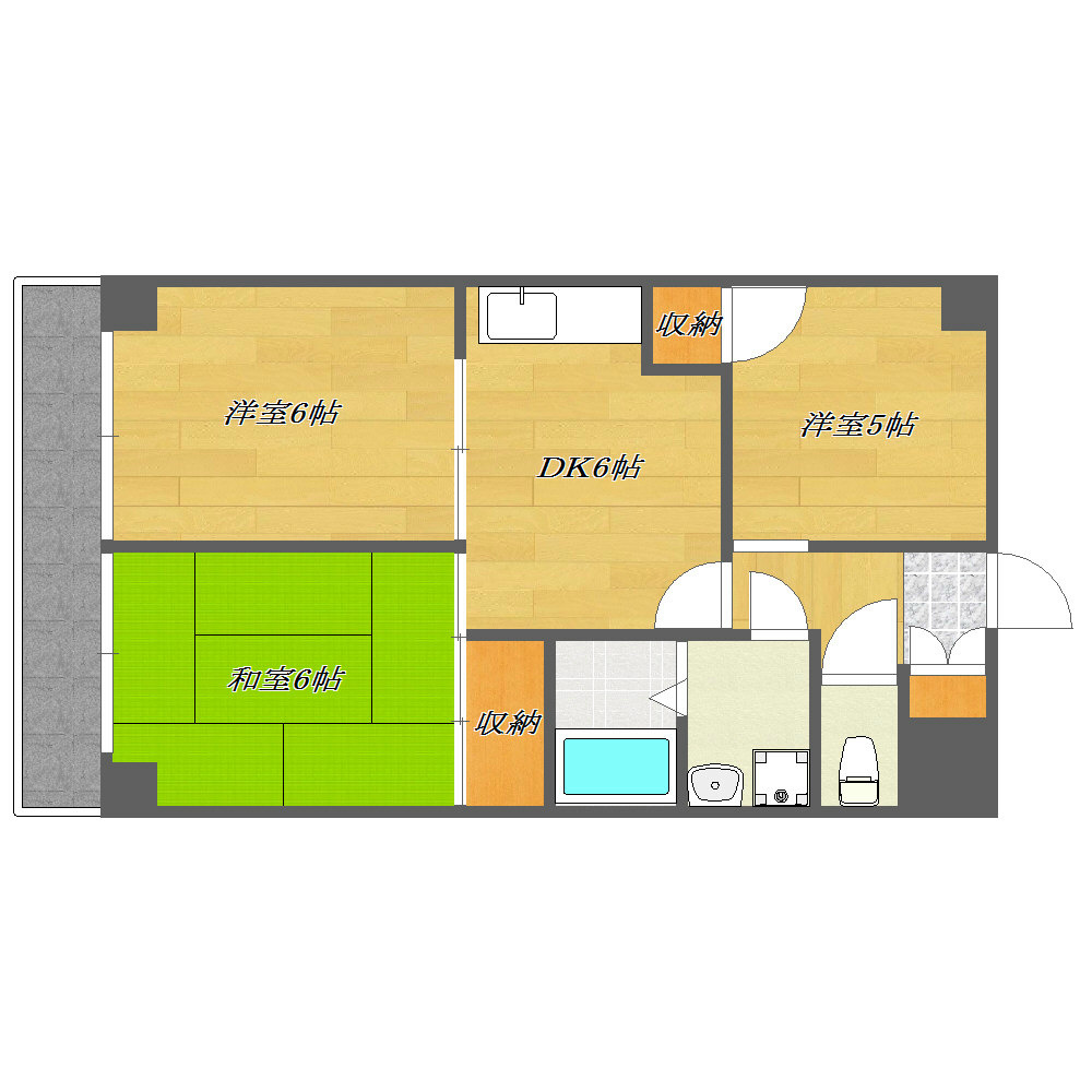 後藤マンション 広々とした間取り。３ＤＫマンション。