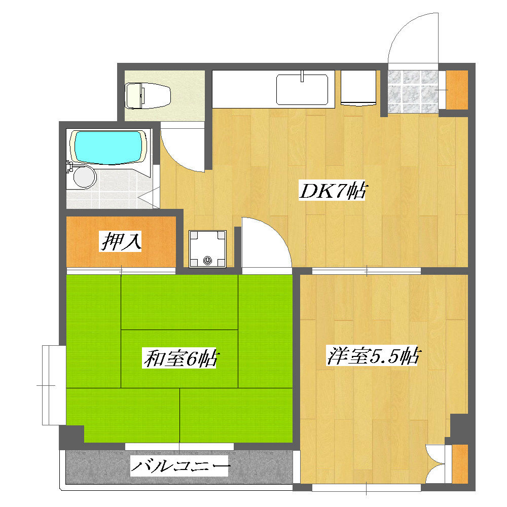 第３コーポマキ 使いやすい振り分けタイプの間取です。